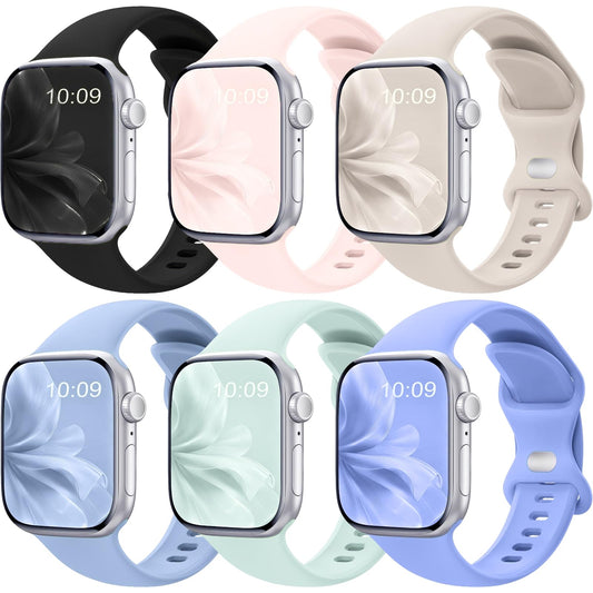 6 Pack Silicone Sport Bands for Smartwatch Adjustable Fit