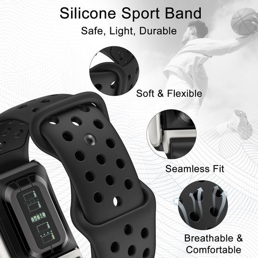 Silicone Sport Band for Fitness Tracker Breathable Waterproof Fit